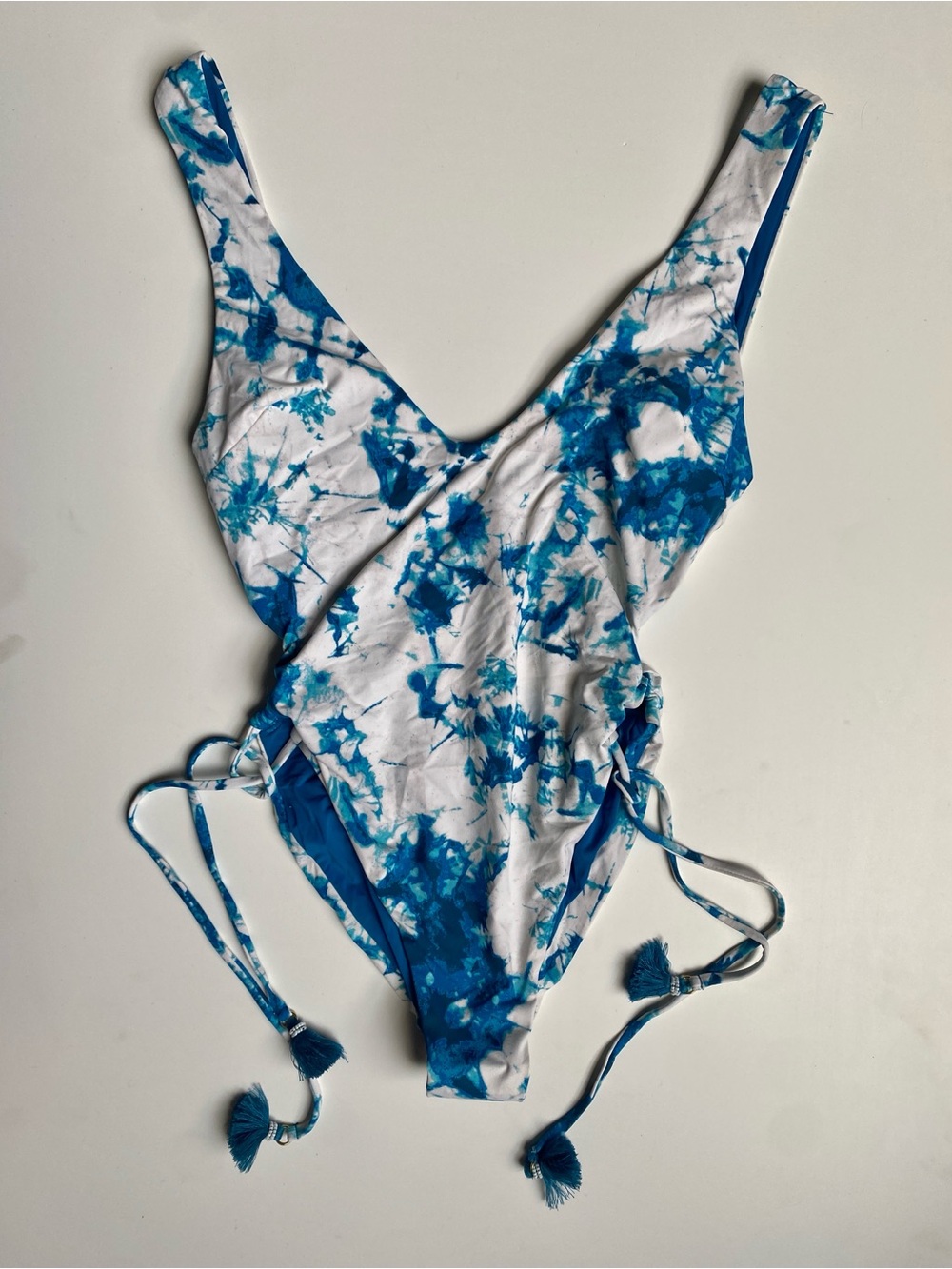 Dolce Vita Blue and White Tie-Dye One-Piece Swimsuit